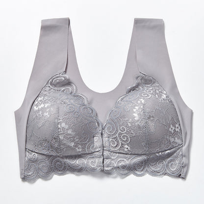 Comfortable Plus Size Backless Bra Lace Push Up Front Closure Bra