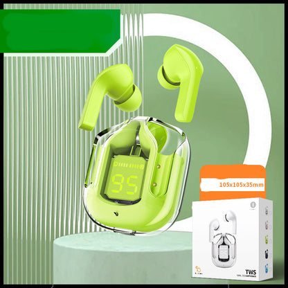 Mini Transparent Wireless Bluetooth Headset Digital Display ENC Noise Reduction True Wireless Sports Music