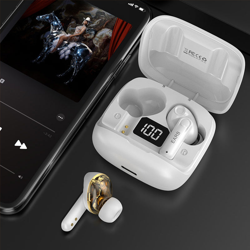 Mini Transparent Wireless Bluetooth Headset Digital Display ENC Noise Reduction True Wireless Sports Music