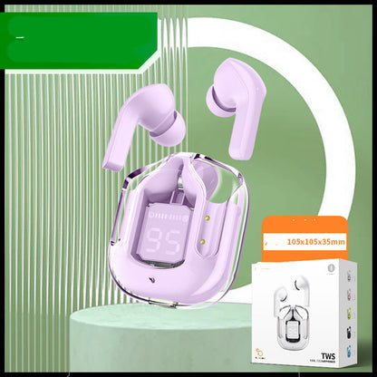 Mini Transparent Wireless Bluetooth Headset Digital Display ENC Noise Reduction True Wireless Sports Music
