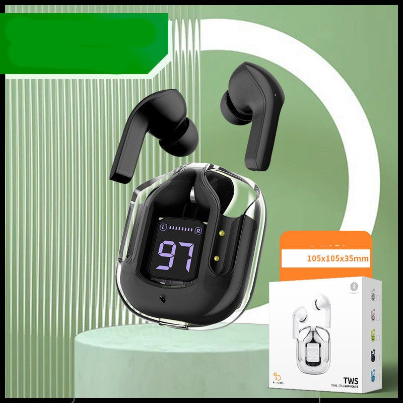 Mini Transparent Wireless Bluetooth Headset Digital Display ENC Noise Reduction True Wireless Sports Music