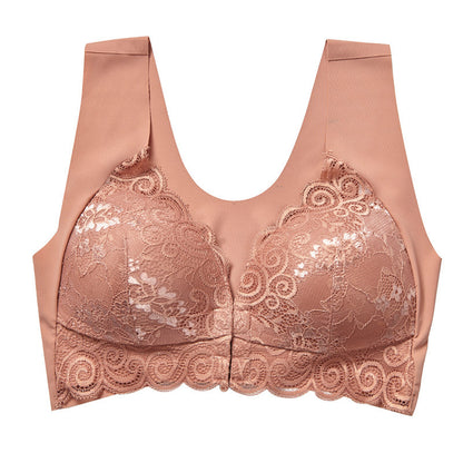 Comfortable Plus Size Backless Bra Lace Push Up Front Closure Bra