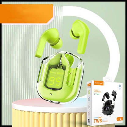 Mini Transparent Wireless Bluetooth Headset Digital Display ENC Noise Reduction True Wireless Sports Music