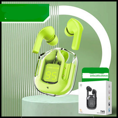 Mini Transparent Wireless Bluetooth Headset Digital Display ENC Noise Reduction True Wireless Sports Music