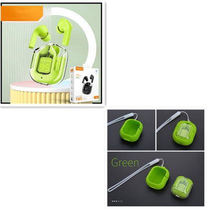 Mini Transparent Wireless Bluetooth Headset Digital Display ENC Noise Reduction True Wireless Sports Music